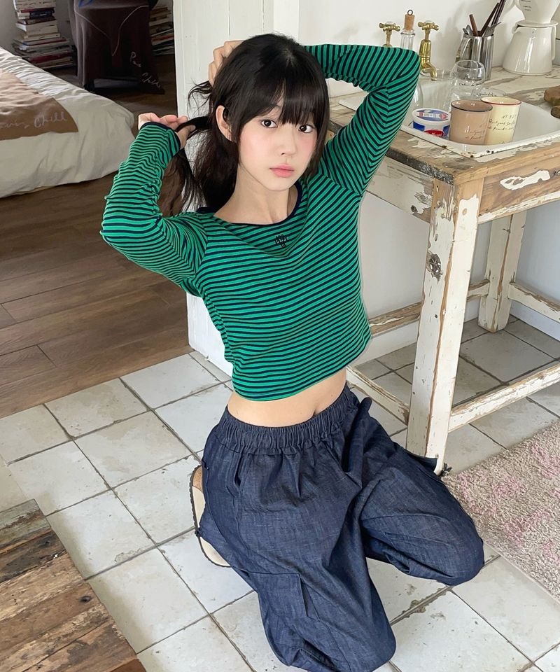 LOGO STITCH STRIPE T-SHIRT