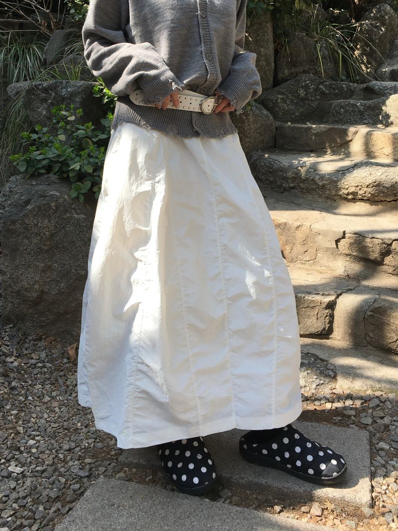 Windy Nylon Banding Long Skirt (3c)