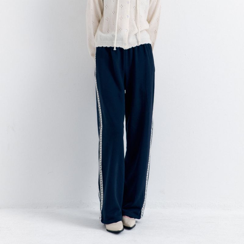 Lace Lining Track Pants_Navy
