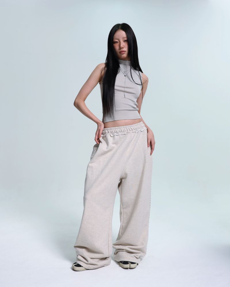 aldiyouu(アルディユー)の「Line Stud String Sweatpants - Oatmeal(Pants)」