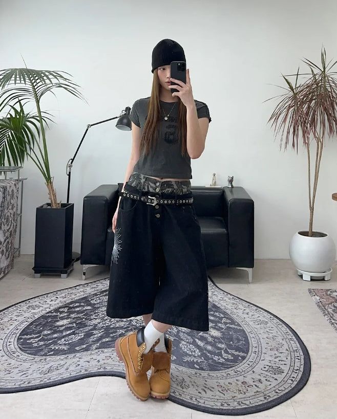 Radi camo sagging Bermuda denim pants