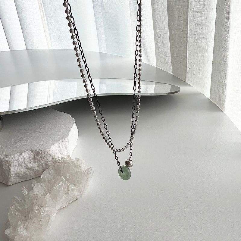 Haur gemstone y2k hip two-line layered choker necklace