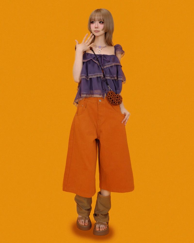 tok!tok! orange bermuda pants