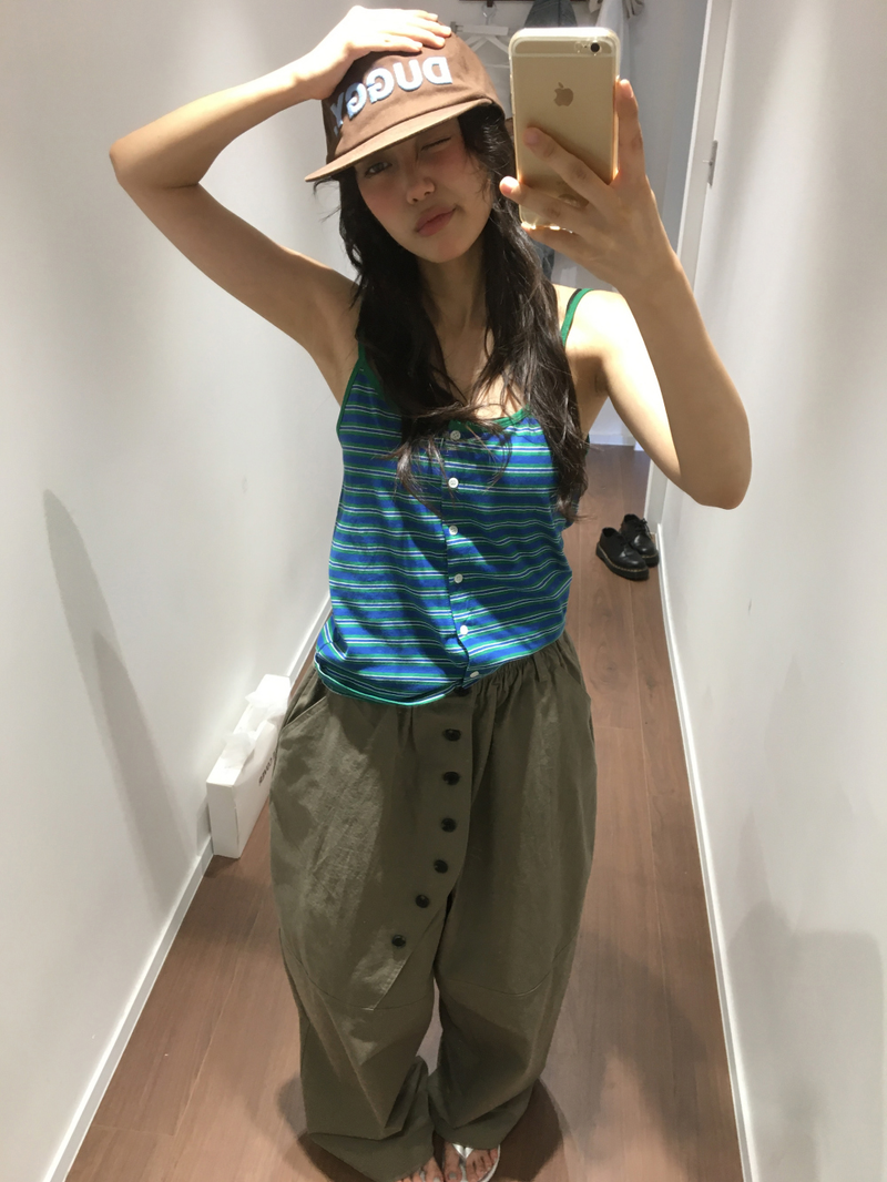 Pobi Striped Button Sleeveless (2color)