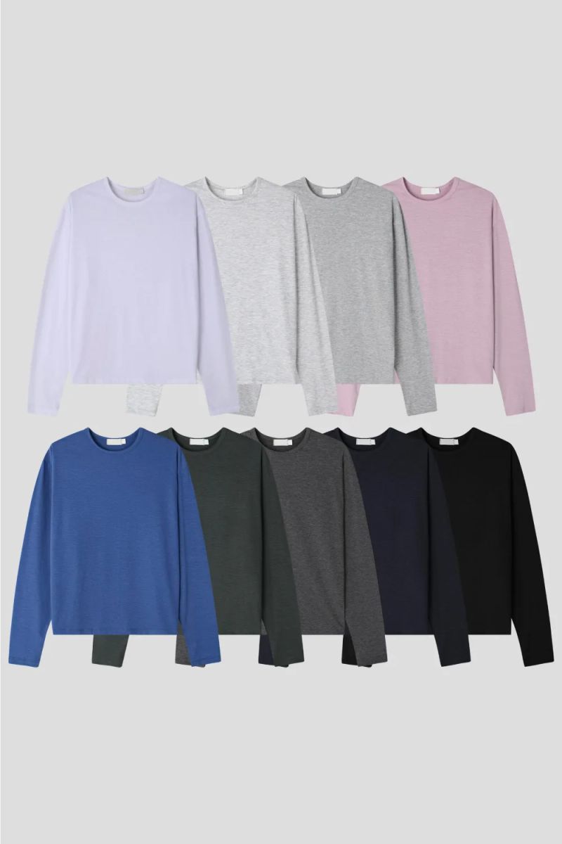 [1+1] LMN Essential Comfort Cotton Long Sleeve T-Shirt (9 colors)