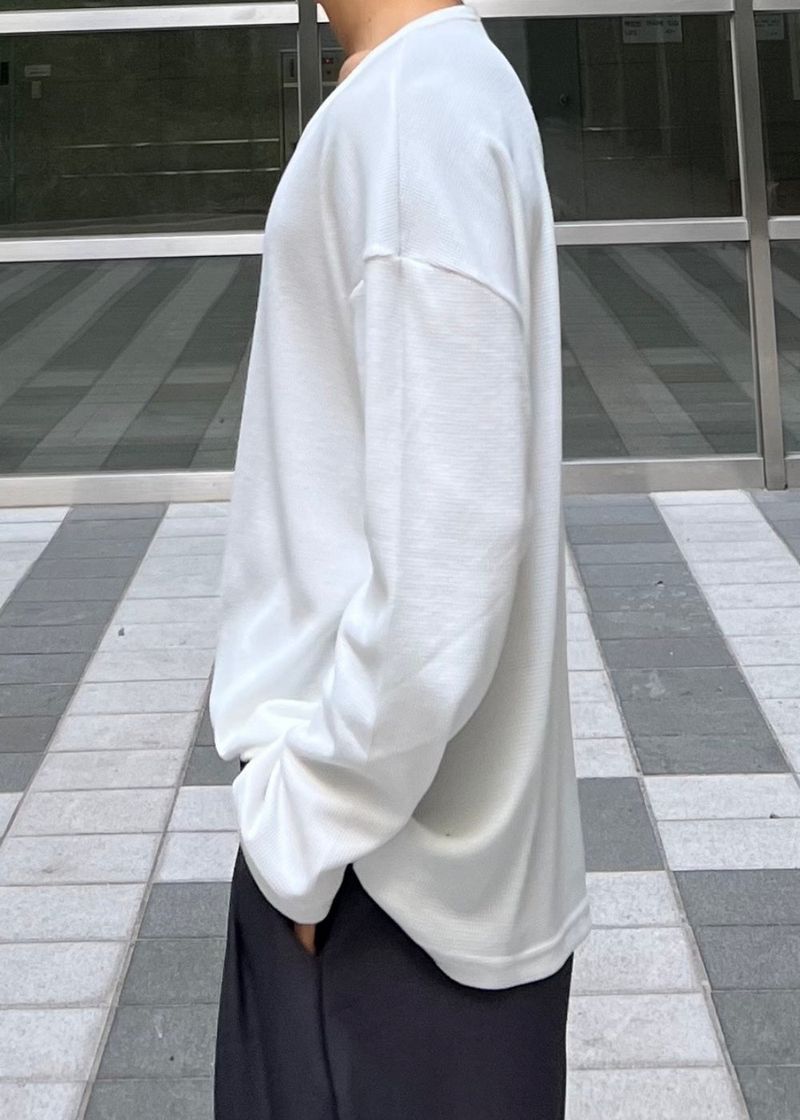 Waffle U-Neck Long Sleeve 4COLOR