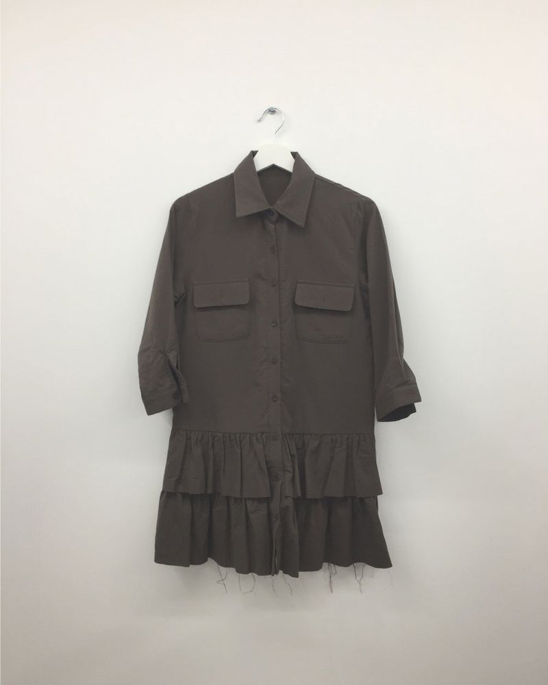 Lamb Buck Shirt Frill Dress (2color)