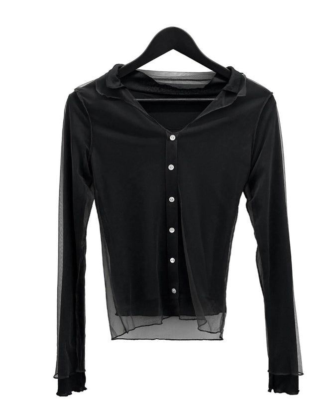 Folden Mesh Layered Collar Tee