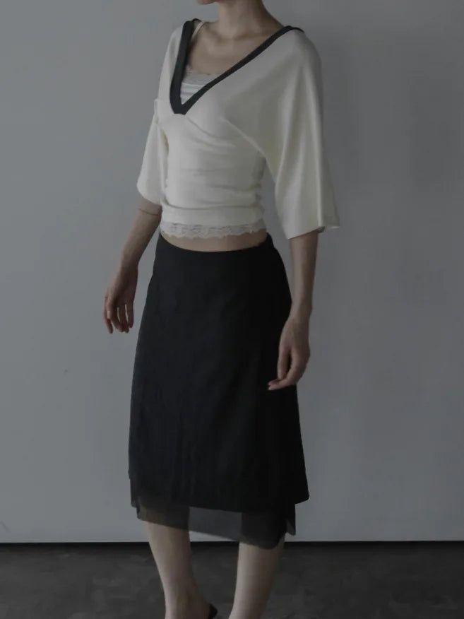 mnem（ムネム）の「Own Color Matching Deep V-Neck Tee（Tops）」