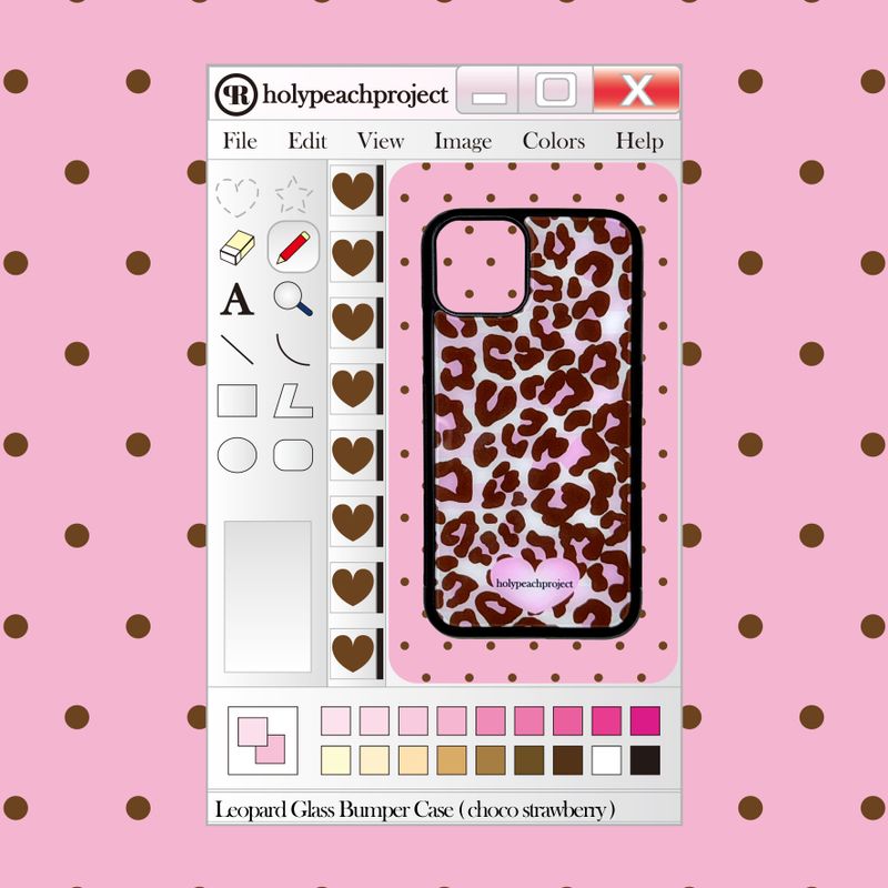 [MADE] Leopard strawberry choco Glass Bumper iPhone Case