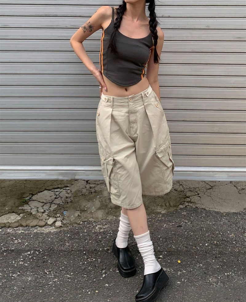 Snap big cargo bermuda pants