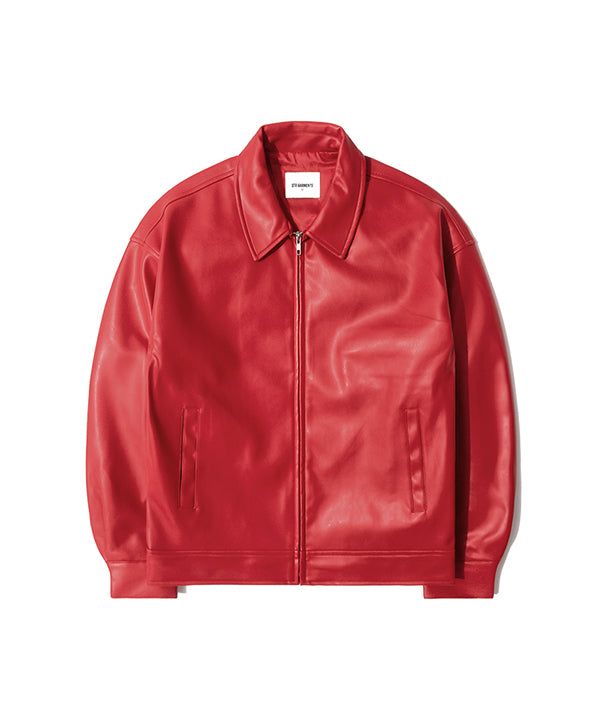 QT8 GARMENTS（キューティーエイトガーメント）の「LB Synthetic Leather Single Jacket (Red)（Jackets/Outerwear）」