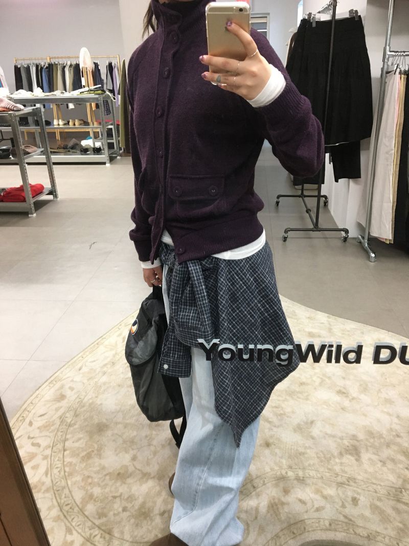 Mock neck high cardigan (3color)