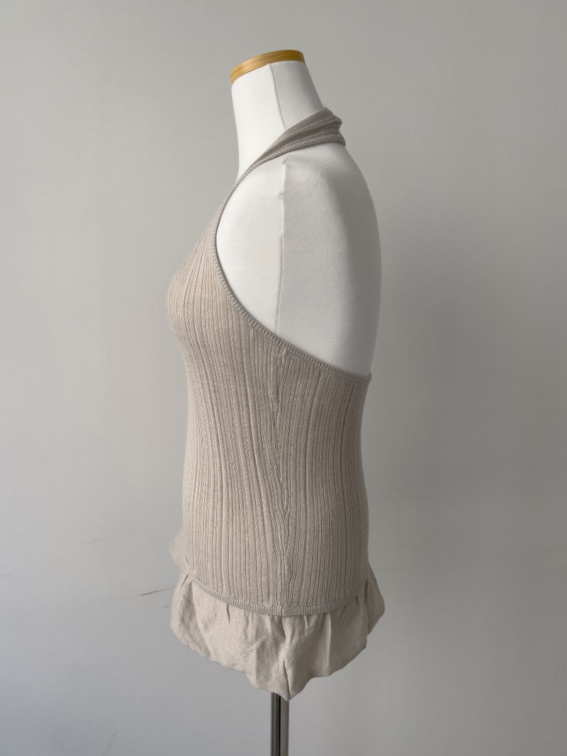 Frill halterneck knit bustier