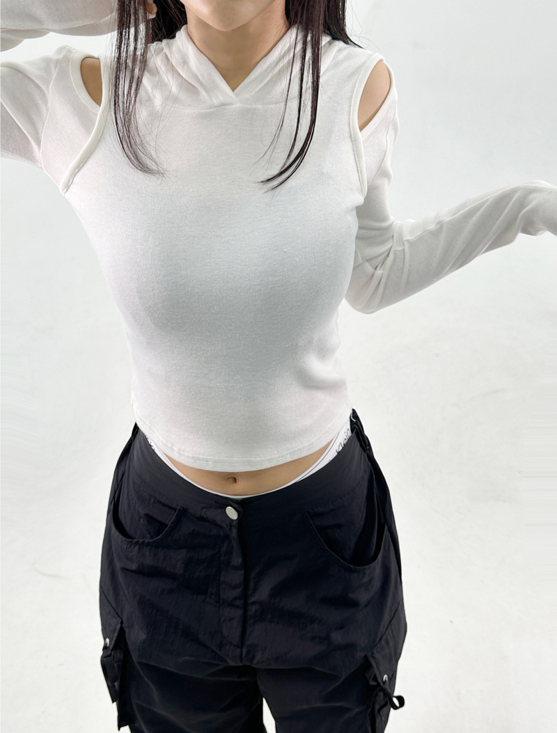 SHOULDER SLIT + HOOD♥ - 4 COLORS