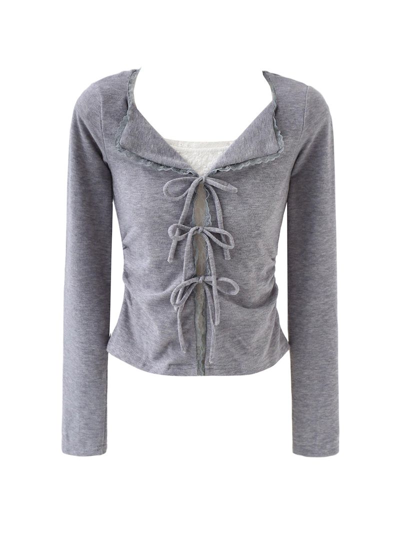 Cozy&Kitsch（コージーアンドキッチ）の「Viola Ribbon Layered Crop Cardigan 233237256（Tops）」