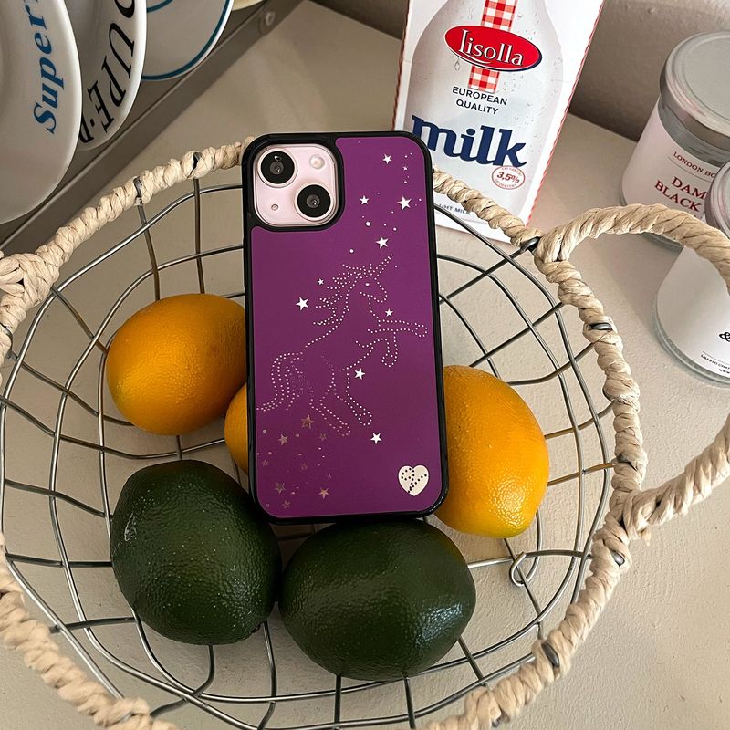 [MADE][Mirror Bumper Case] Starlit Unicorn ⋆ Purple