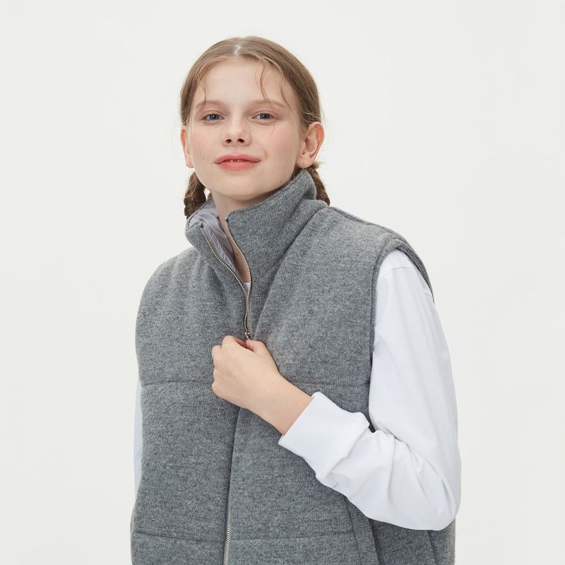 WARM PUFFER KNIT PADDING VEST_GRAY