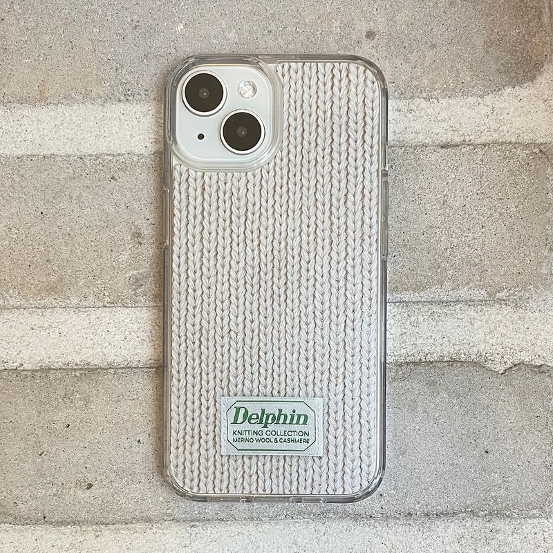 DELPHIN(デルフィン)の「LABEL KNIT HARD JELL CASE_IVORY(Smartphone Accessories)」