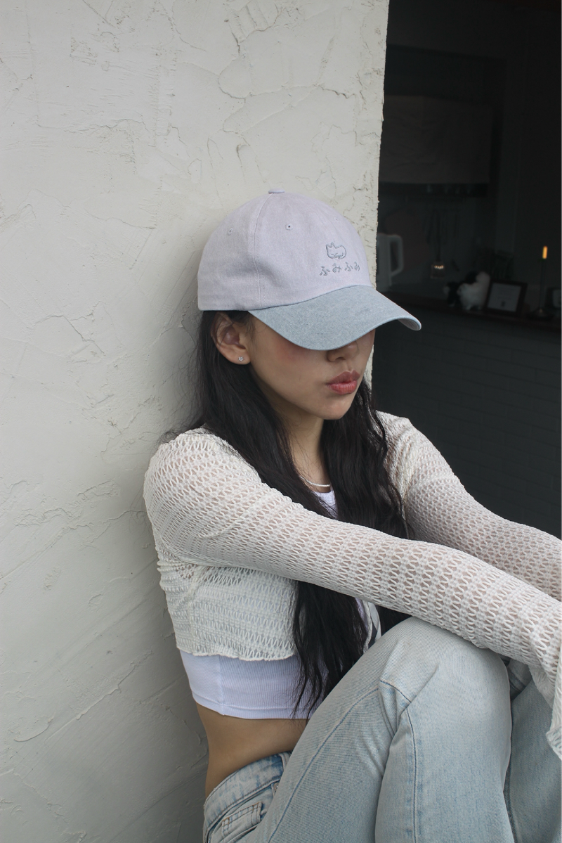 ふみふみTWO TONE BALL CAP(sky blue/light gray)