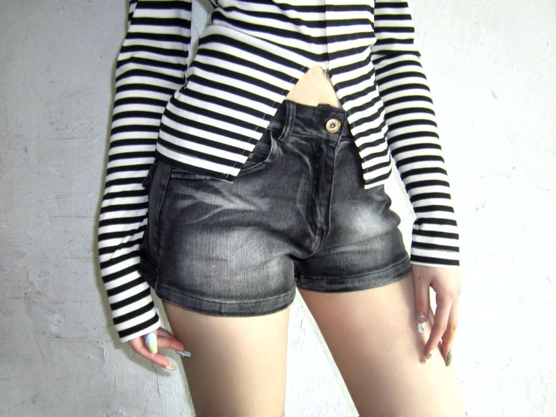 Vintage zip short denim-PT