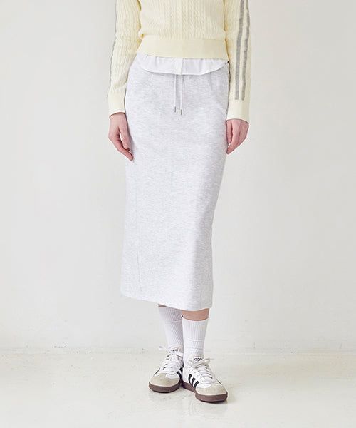 KIRSH（キルシー）の「KIRSH PLAIN JERSEY LONG SKIRT [MELANGE GRAY]（Skirts）」