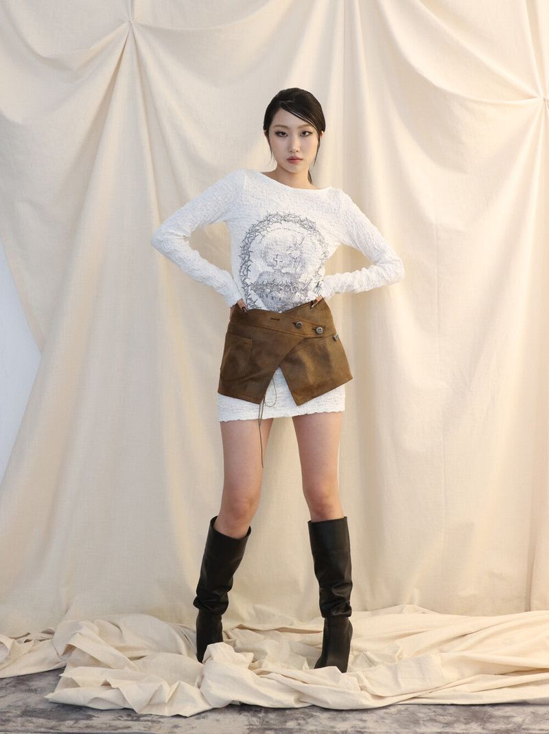 BELT WRAP SKIRT[brown]