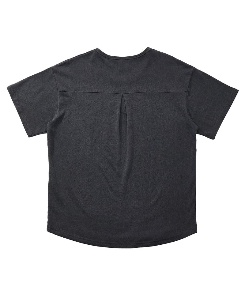 ESSENTIAL PLEAT U-NECK 1/2 TEE (Charcoal)