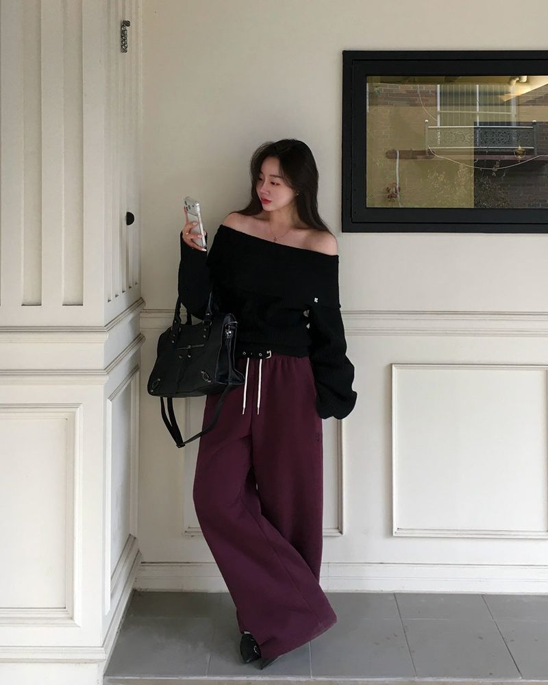 [ORIGINAL] DARE Off-Shoulder Rib Knit