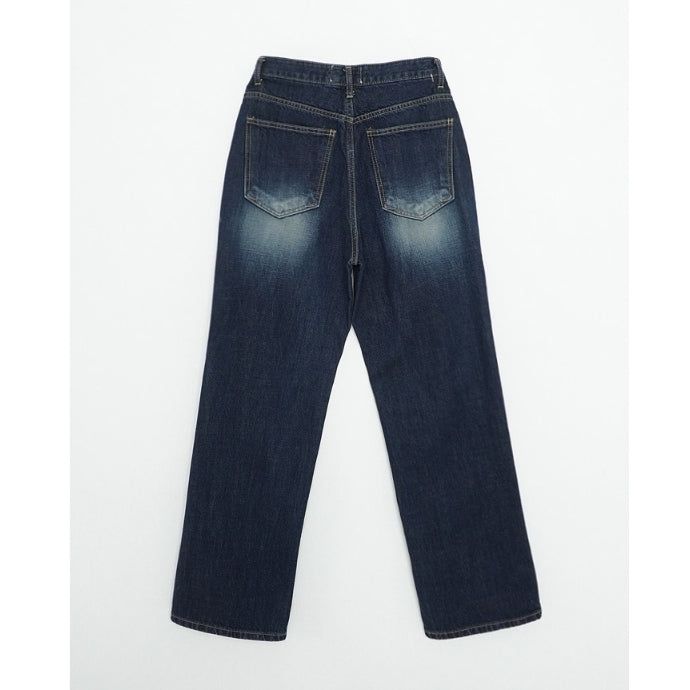 Deep Indigo Washing Semi Wide Denim Pants