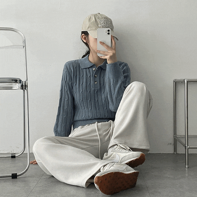hijjoo（ハイチュー）の「Miles Twisted Bread Button Collar Knit（Tops）」