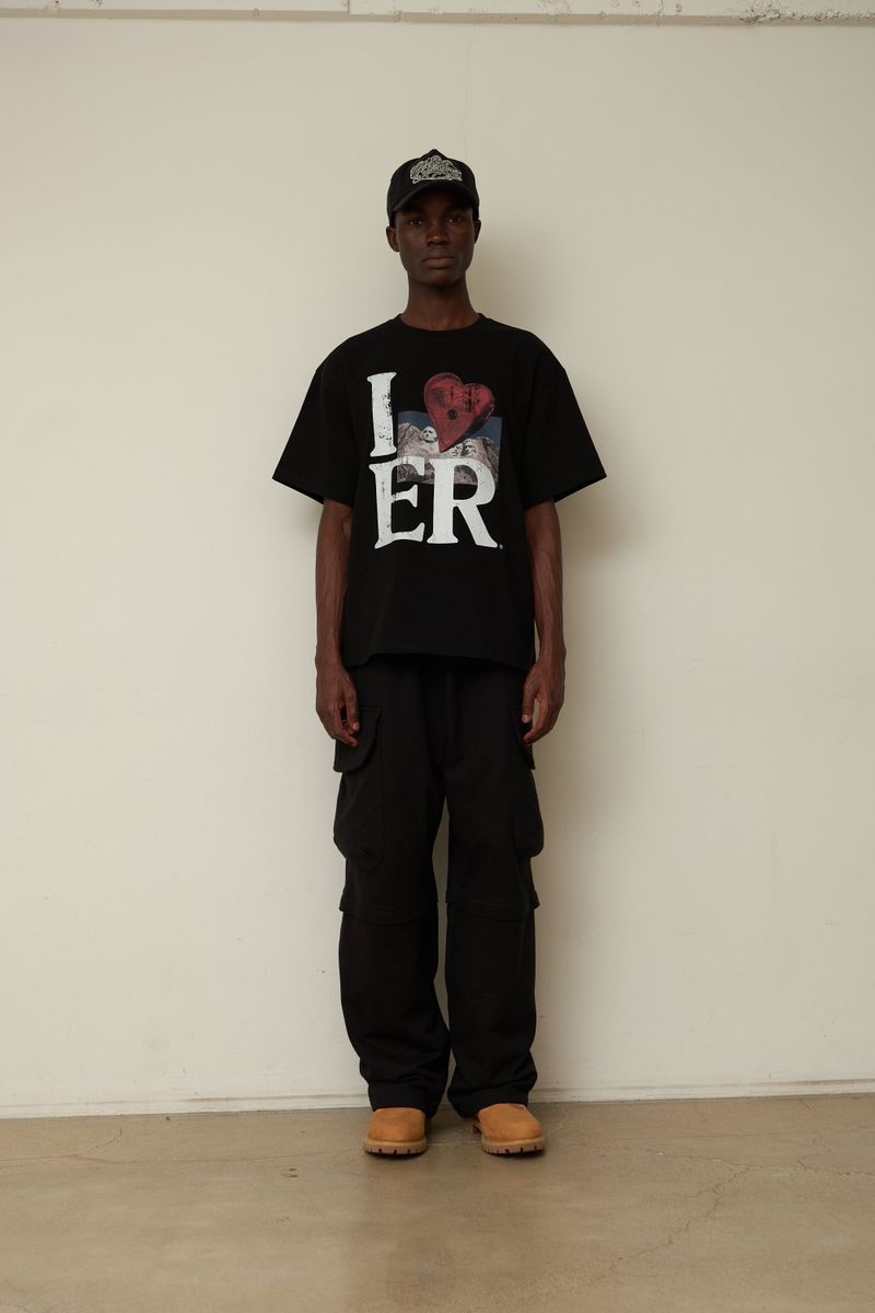 Back point shirring cargo sweat pants (Black)