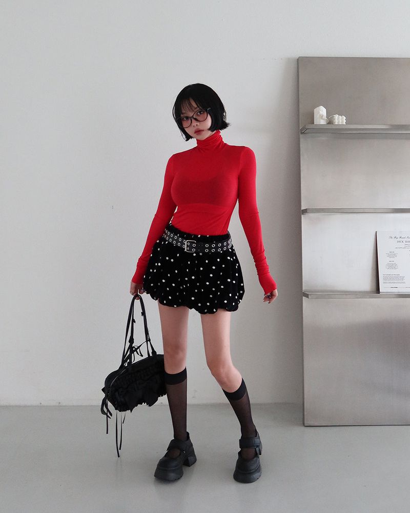 Dot Balloon Pumpkin Velvet Shorts