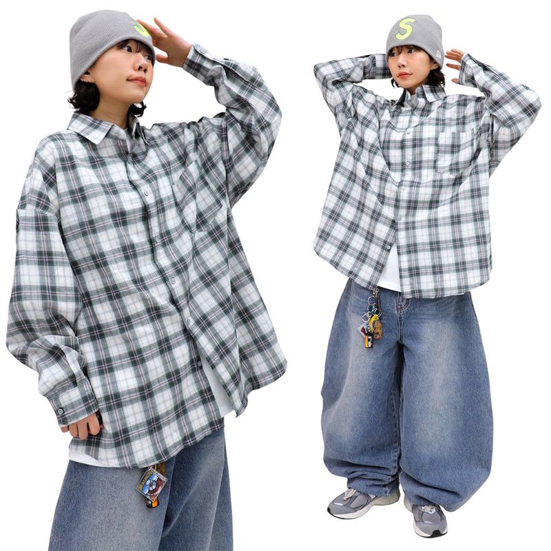 HundoP（ハンドピー）の「Oversized Vintage Linen Check Shirt（Tops）」