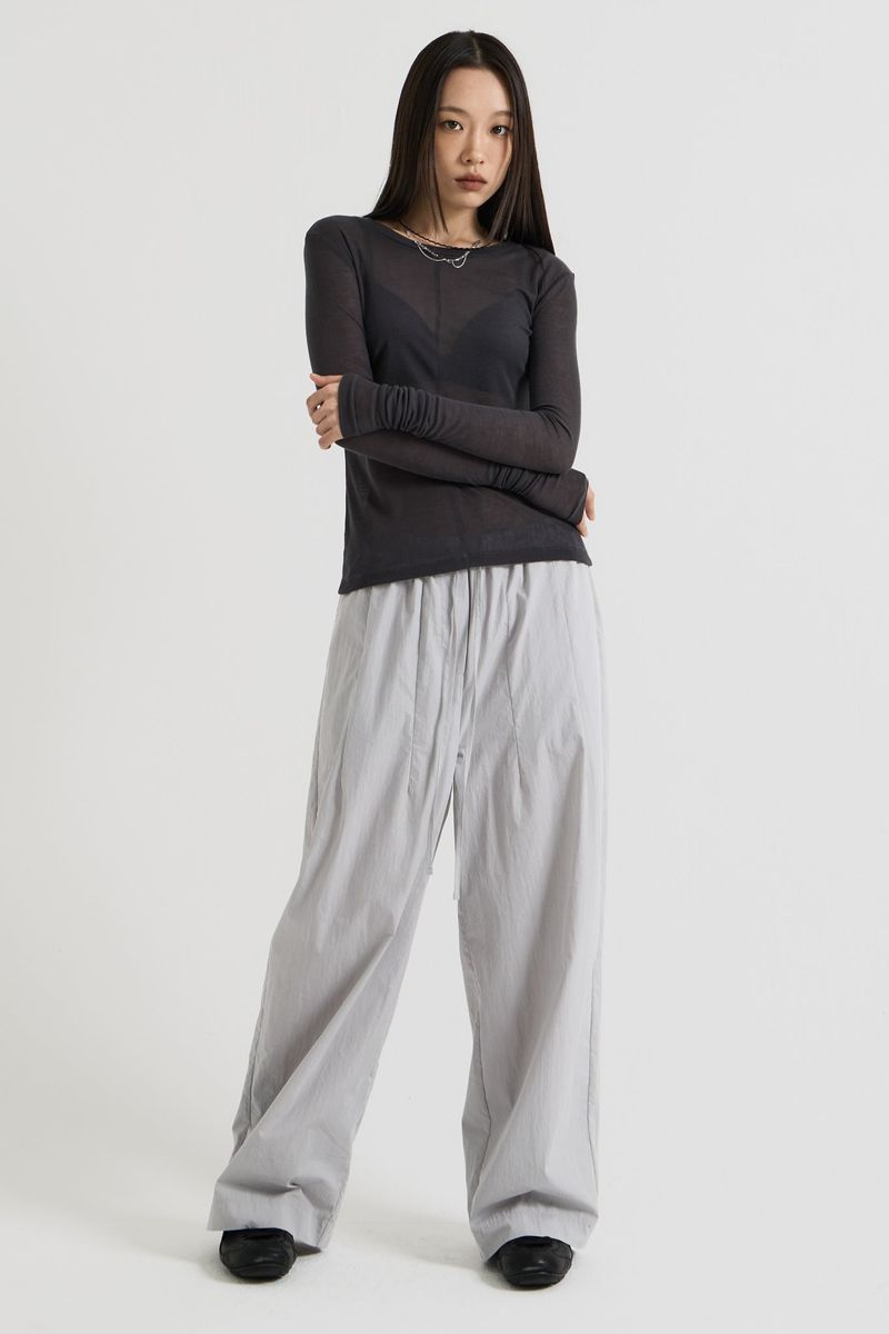 French Wool Tencel Long Sleeve, Charcoal