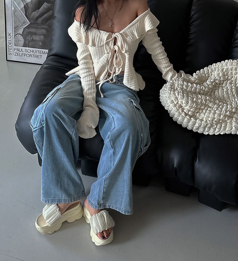 Strap Cargo Wide Jeans