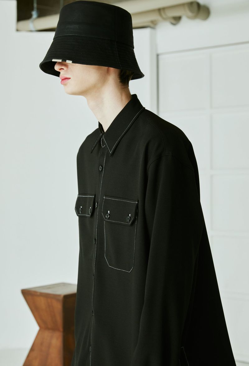 DENIM CARBON COATED CHAIN BUCKET HAT