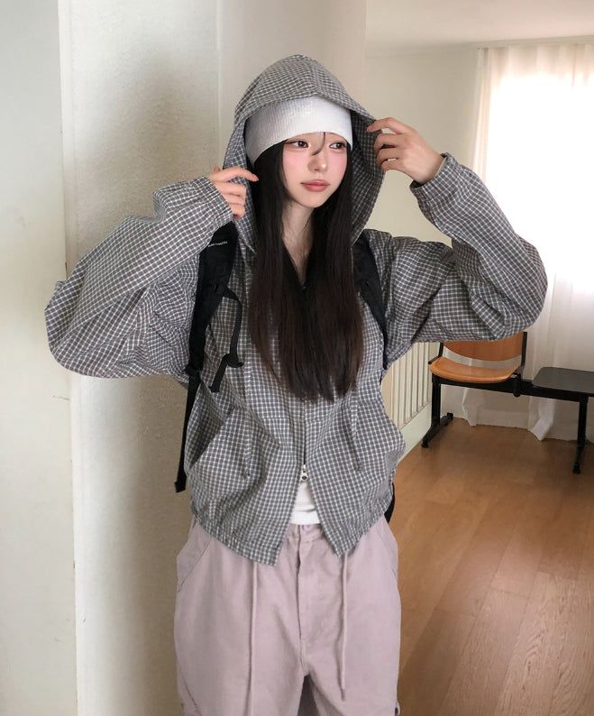 Moa Two Way Check Hood Zip-Up