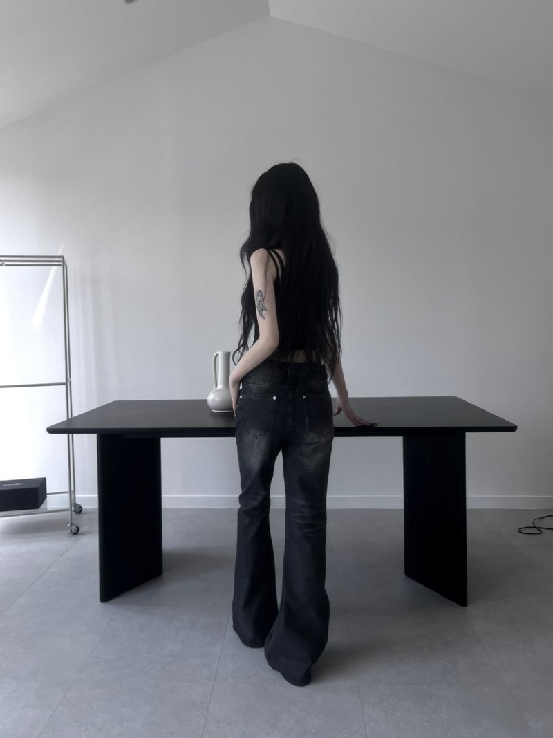 washed slub bootcut denim (2color)