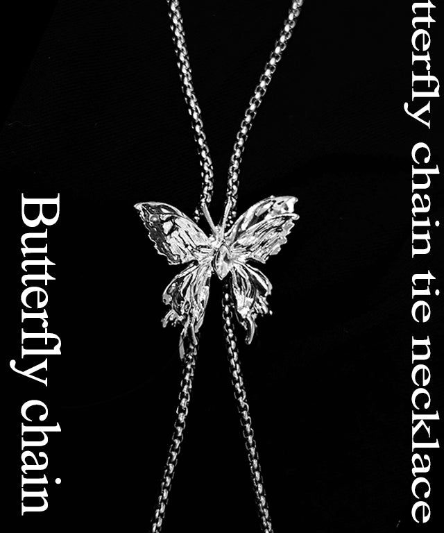 Silver Butterfly Chain Choker Necklace