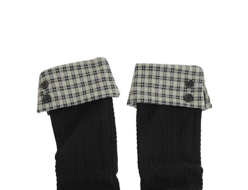 check button kneesocks / black