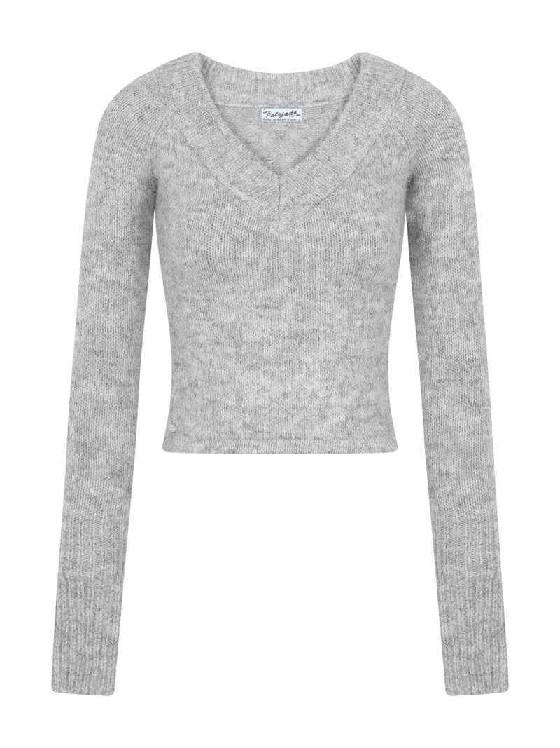 V-Neck Wool Crop Knit T