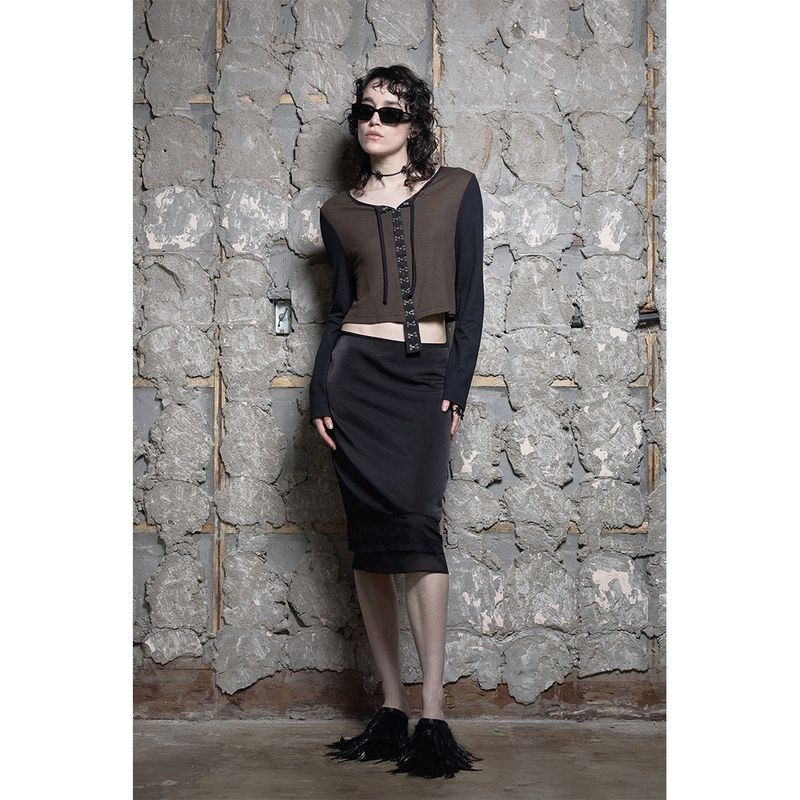 LAYERED LACE MIDI SKIRT