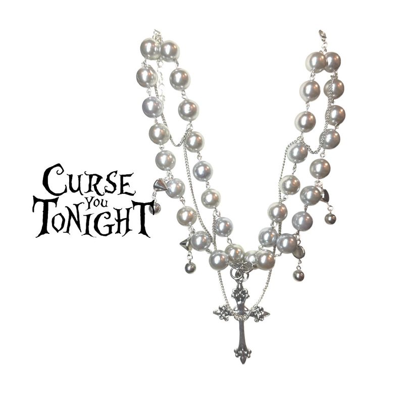 curseyoutonight（カース・ユー・トゥナイト）の「ラージパールクロスペンダントネックレス（アクセサリー）」