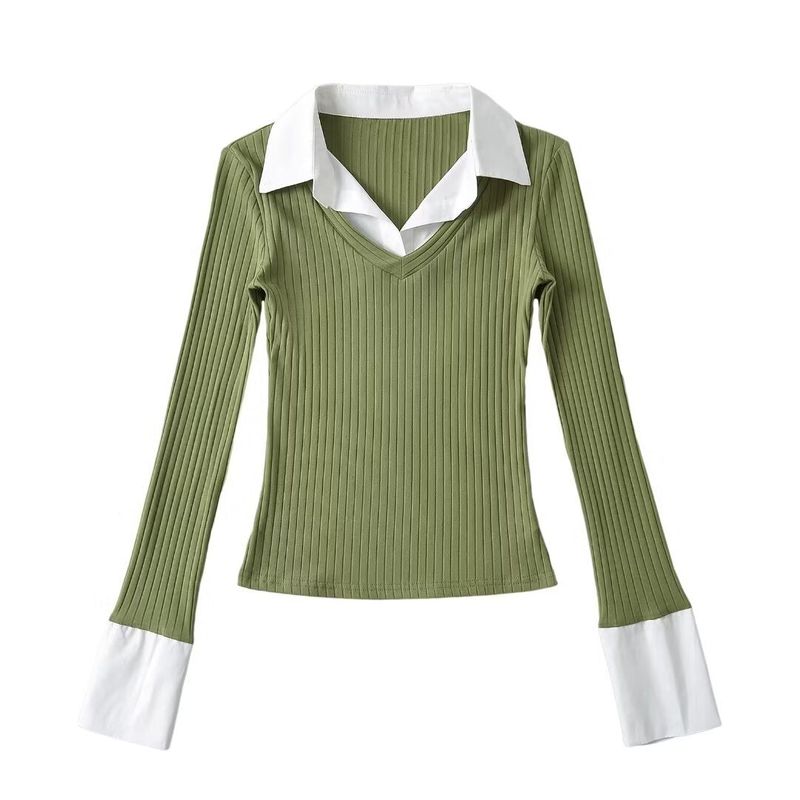 Sicily Collar Contrast Knit Top 232859793