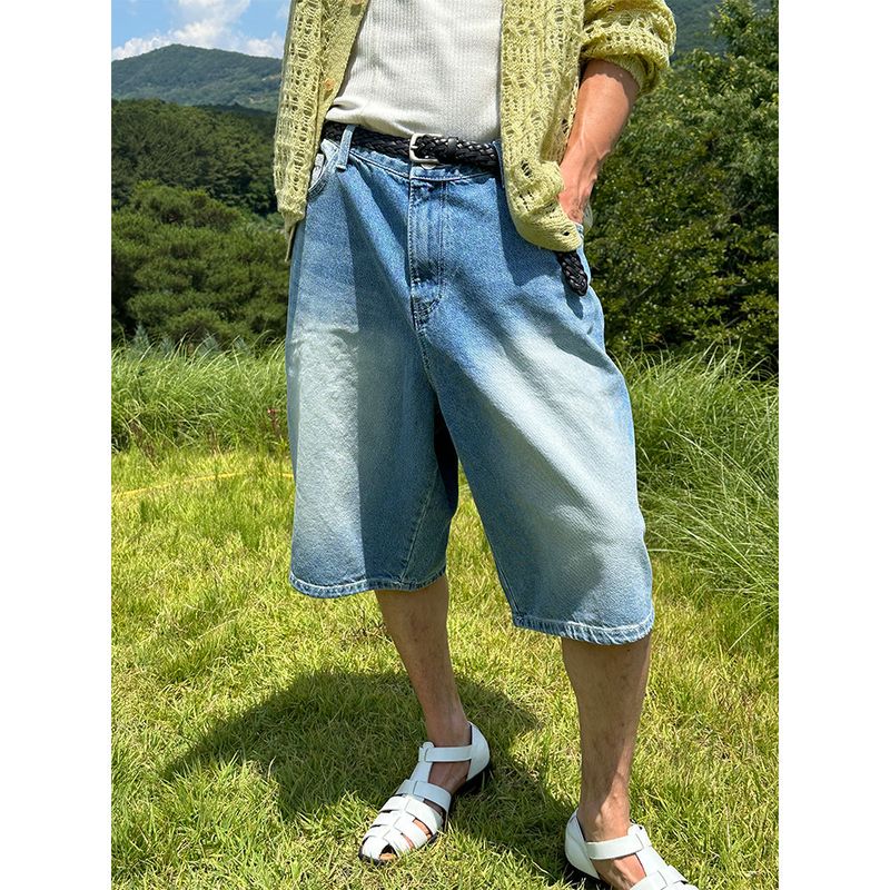 [S/S] Blue washing bermuda pants