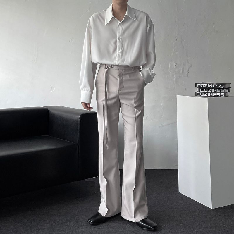 MG649 Belt Flared Fit Slacks (3 colors)
