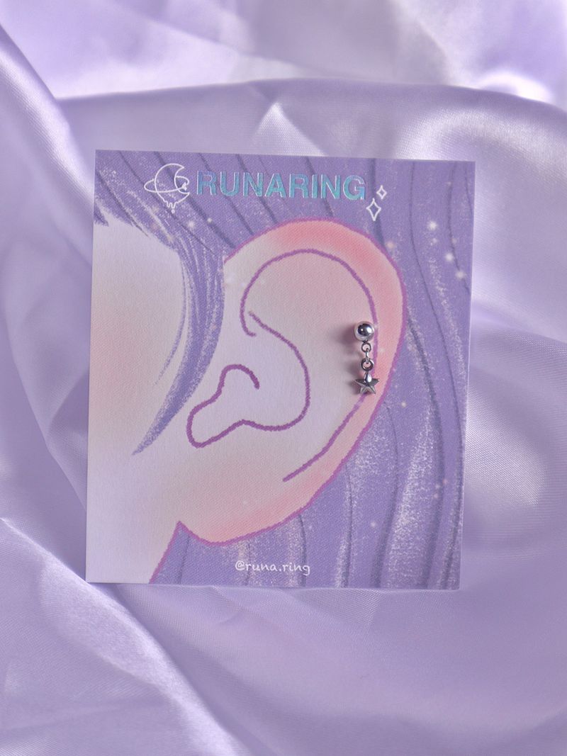 Surgical steel drop mini star piercing