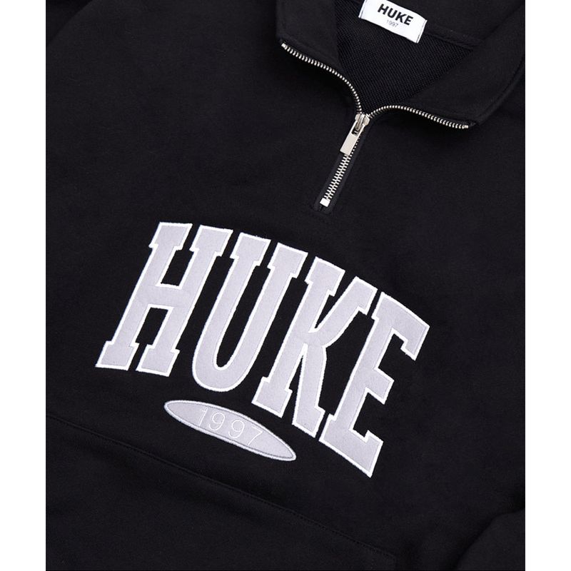 HUKE ロゴ ブラック ハーフ ジップアップ MTM