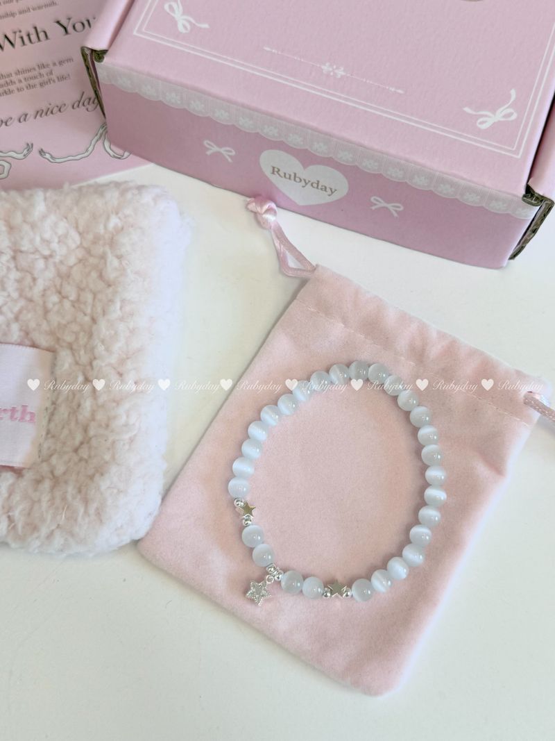 White Star Microglow Cat's Eye Stone Bracelet